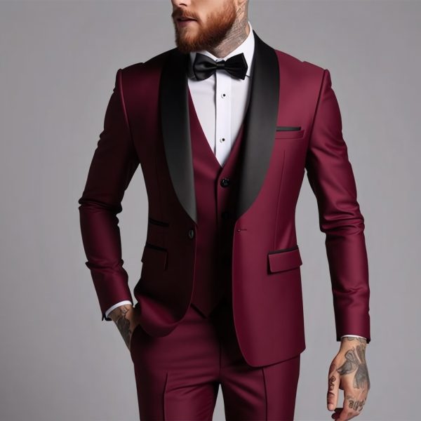 Men's Business Suit Three-Piece Set Double Vent Tuxedo Set - Image 8