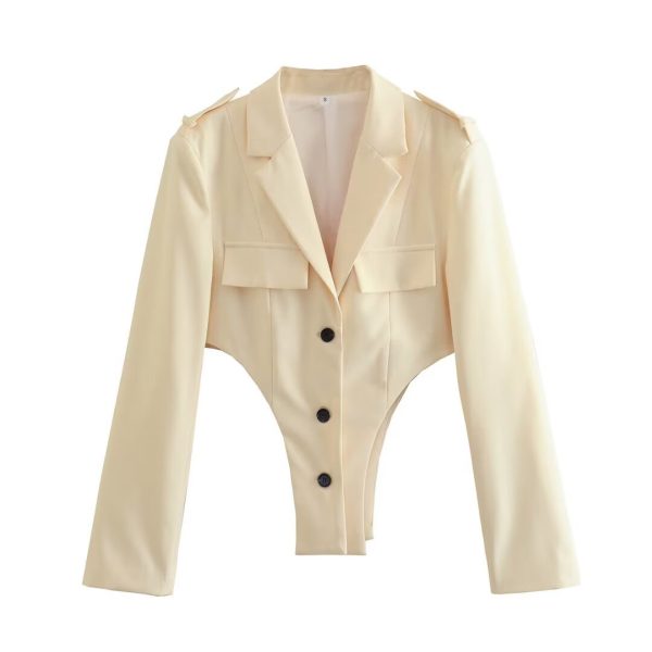 Hollow Out Blazer Top + Suit Pants for Women - Image 5