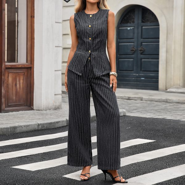 Women's Autumn New Washed Fashion Elegant Denim Sleeveless Suit - Image 3