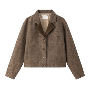 High Street Retro Wool Notched Collar Short Jacket Unisex Autumn Winter New Loose Fit Versatile Suit Outerwear Top