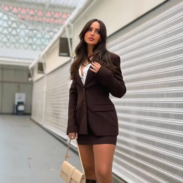 Elegant Waist-Slimming Suit + Skirt + Pants Set for Women - Image 2