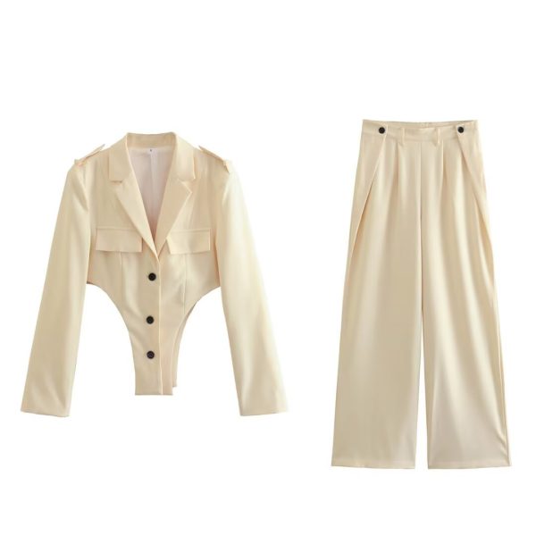 Hollow Out Blazer Top + Suit Pants for Women - Image 4