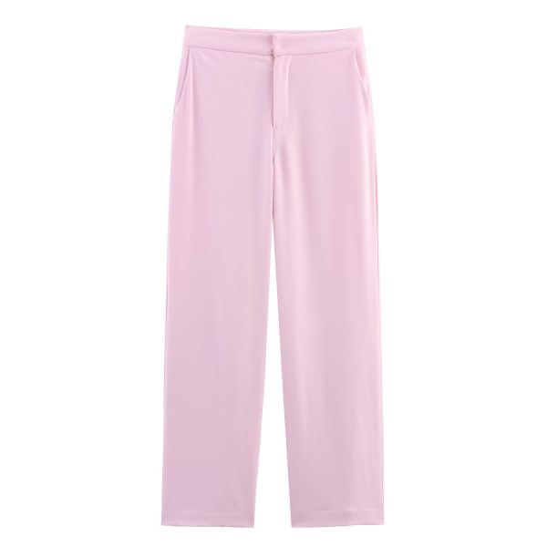 Women's Feather Sleeve Suit Jacket + Flowy Straight Leg Long Pants - Image 3