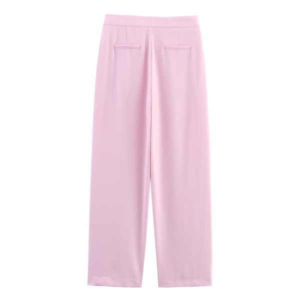 Women's Feather Sleeve Suit Jacket + Flowy Straight Leg Long Pants - Image 4