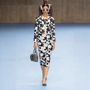 Floral Print Short Long Sleeve Top + Fashion Slim Skirt Suit Dress