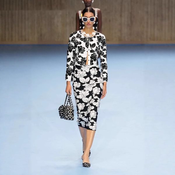 Floral Print Short Long Sleeve Top + Fashion Slim Skirt Suit Dress