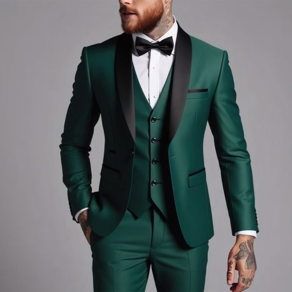 Men's Business Suit Three-Piece Set Double Vent Tuxedo Set - Image 9