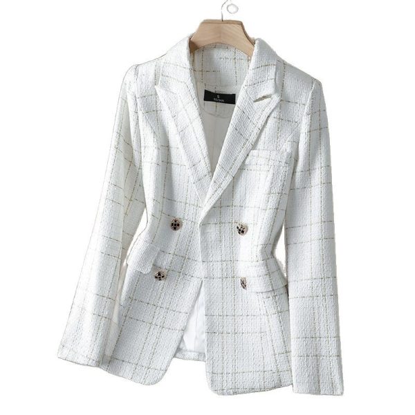 Elegant White Blazer New Design Stylish Suit Top with Alloy Buttons