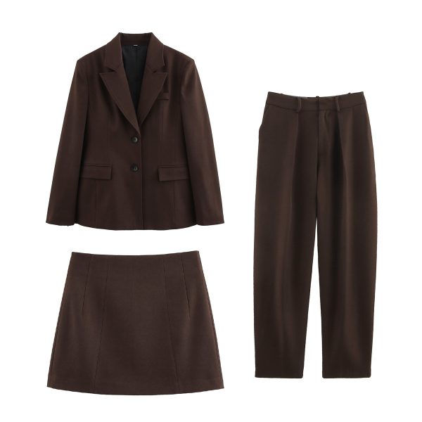 Elegant Waist-Slimming Suit + Skirt + Pants Set for Women - Image 3