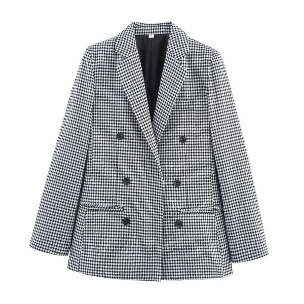 Women's Fashion Two-color Houndstooth Suit Jacket - Image 4